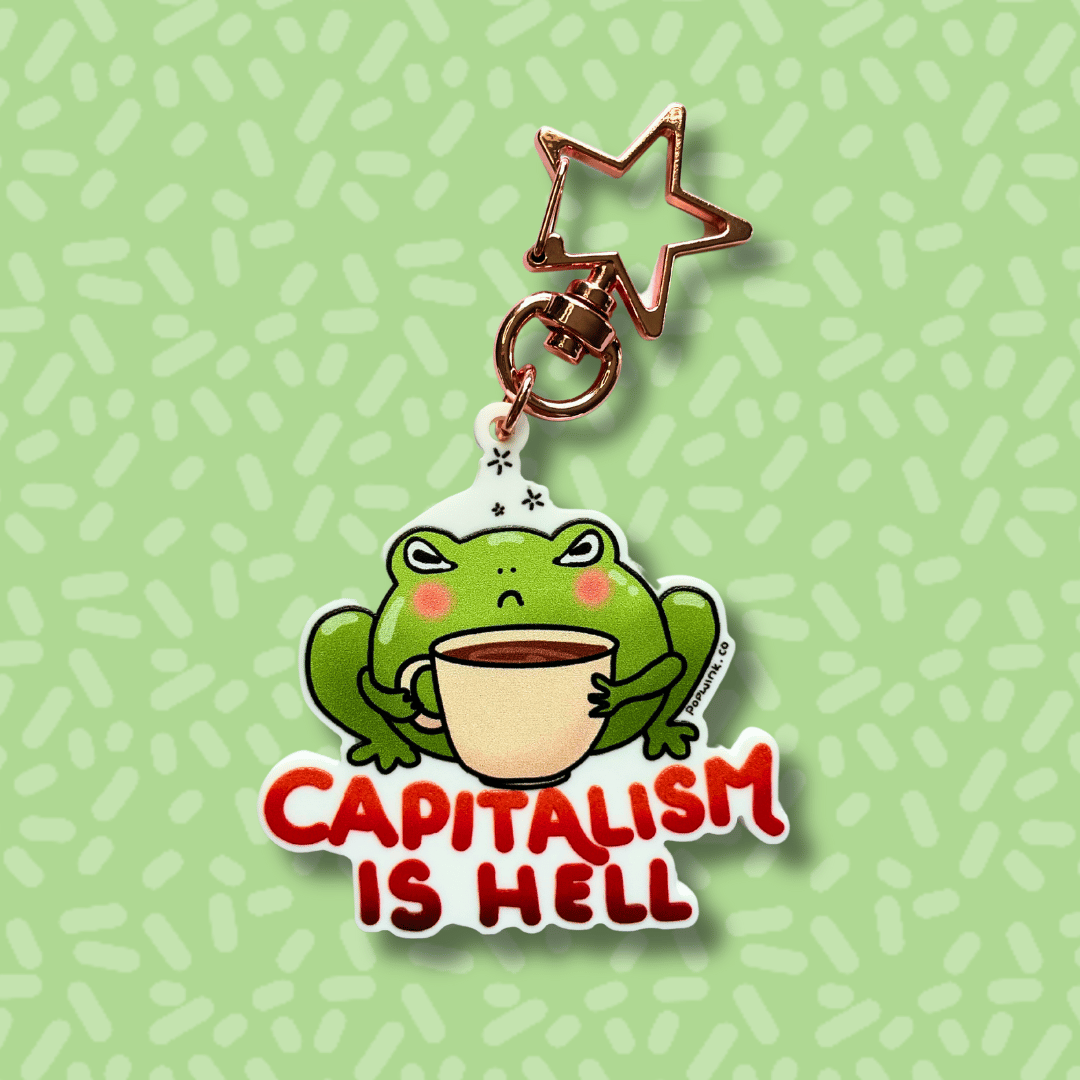 Capitalism is Hell Frog Keychain Charm