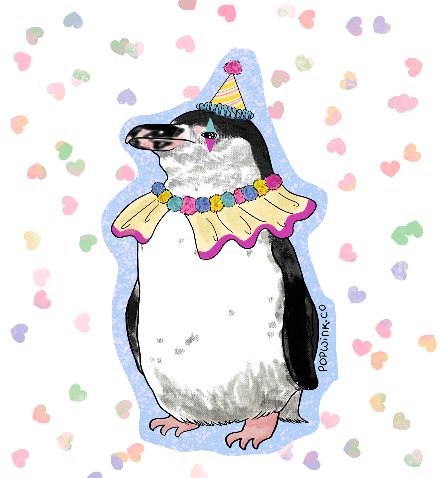 Party Penguin Sticker (funny, cute)