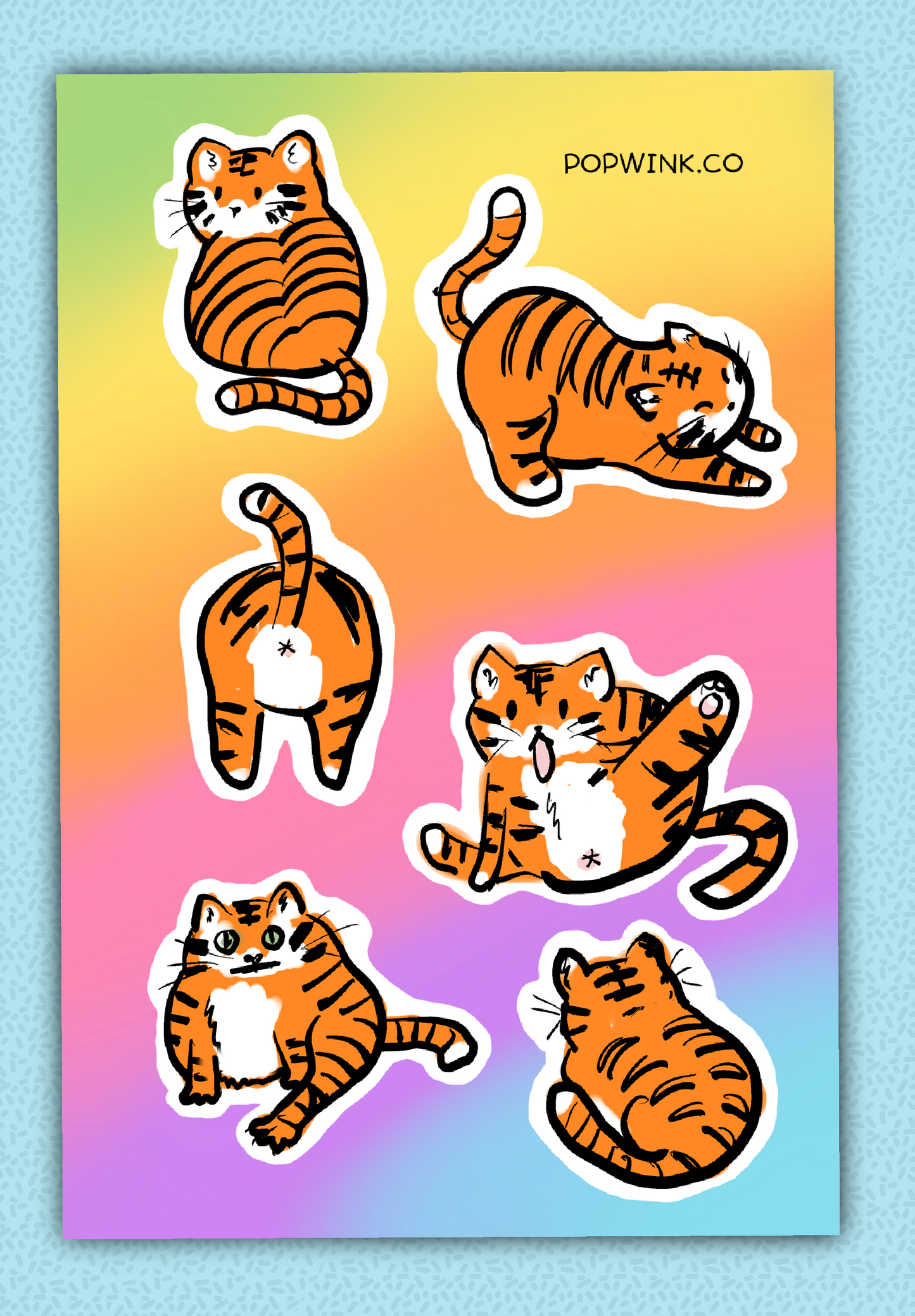 Renaissance Tigers, cute funny cat sticker sheet
