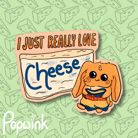 I Just Really Love Cheese  Bunny Rabbit Sticker