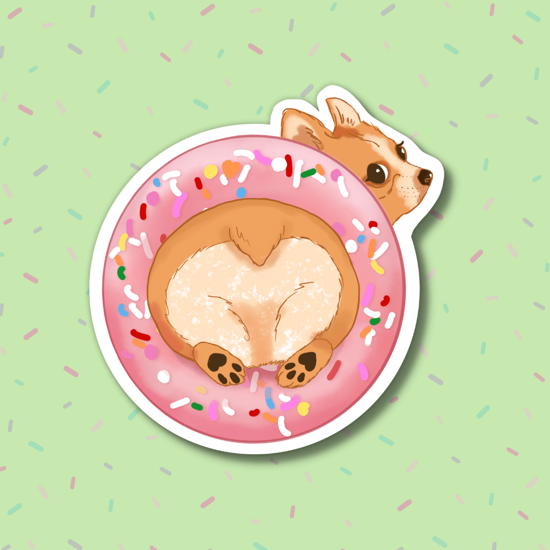 Cute Stuck Corgie Dog Butt Doughnut Sticker – Popwink