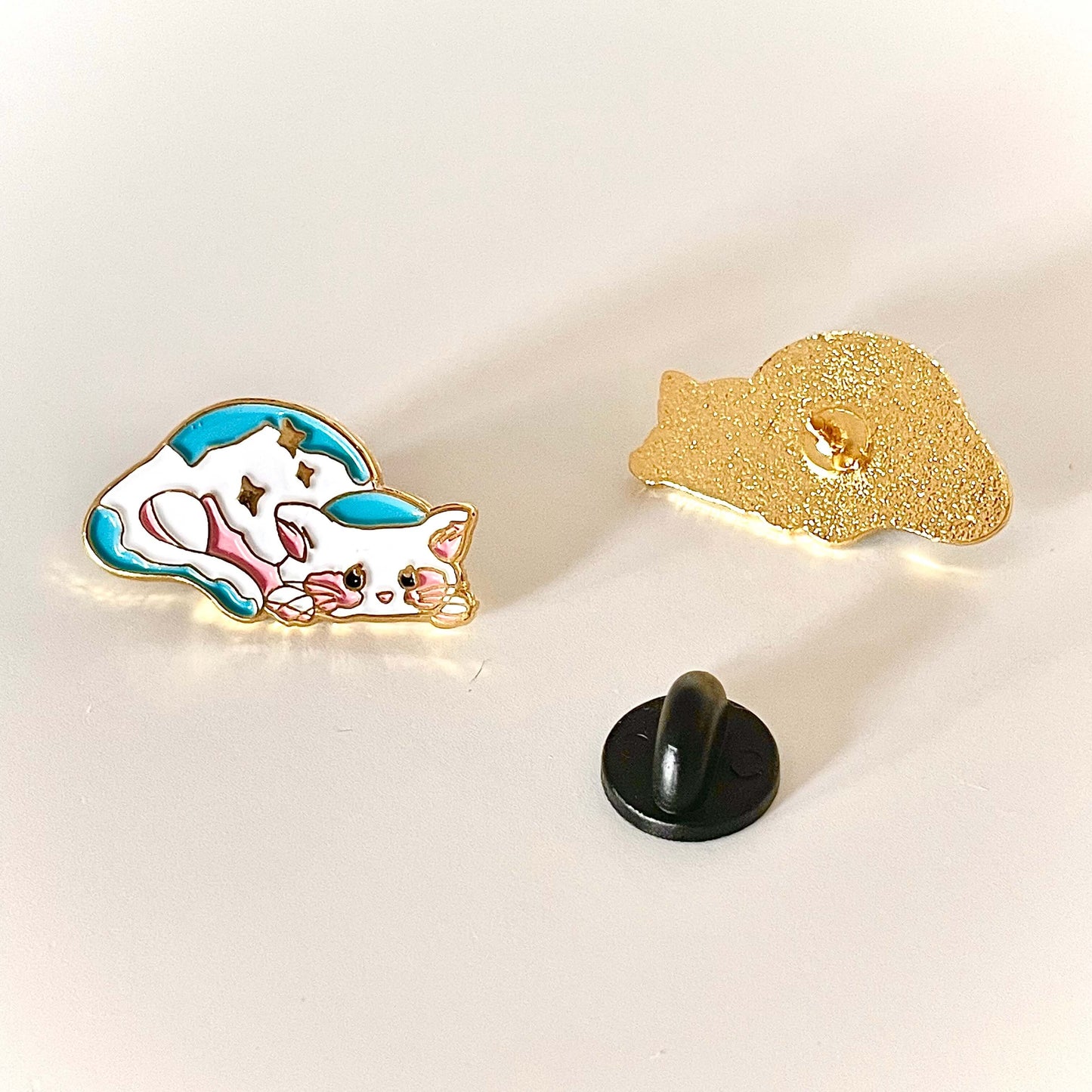 Cute Subtle Trans Cat Enamel Pin