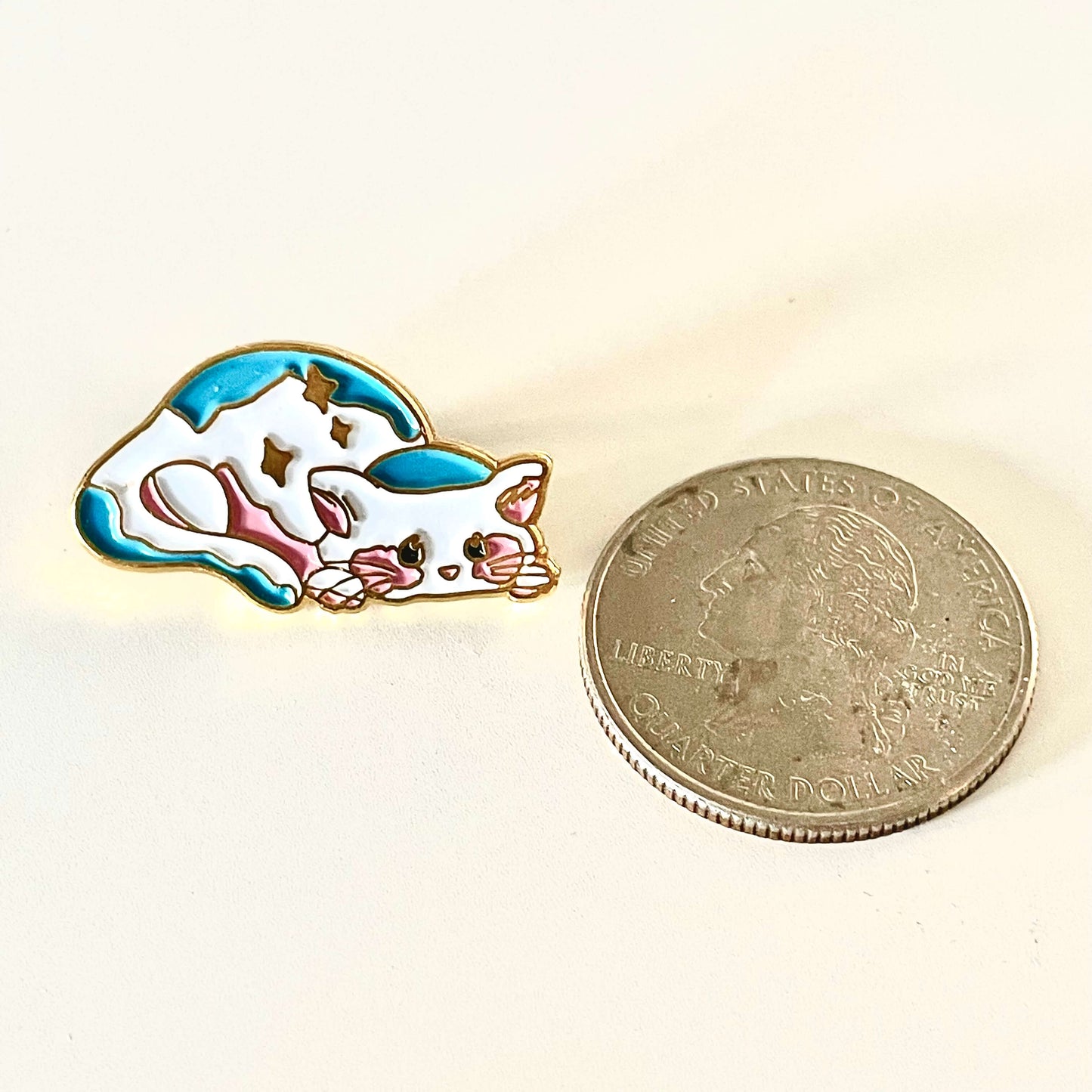 Cute Subtle Trans Cat Enamel Pin