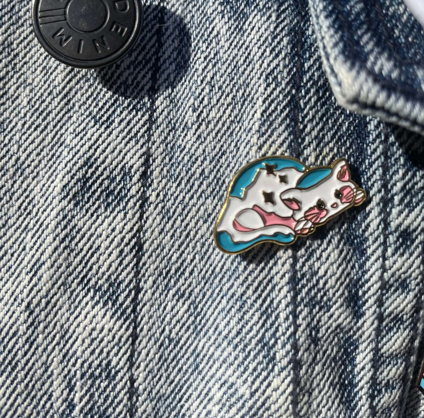 Cute Subtle Trans Cat Enamel Pin