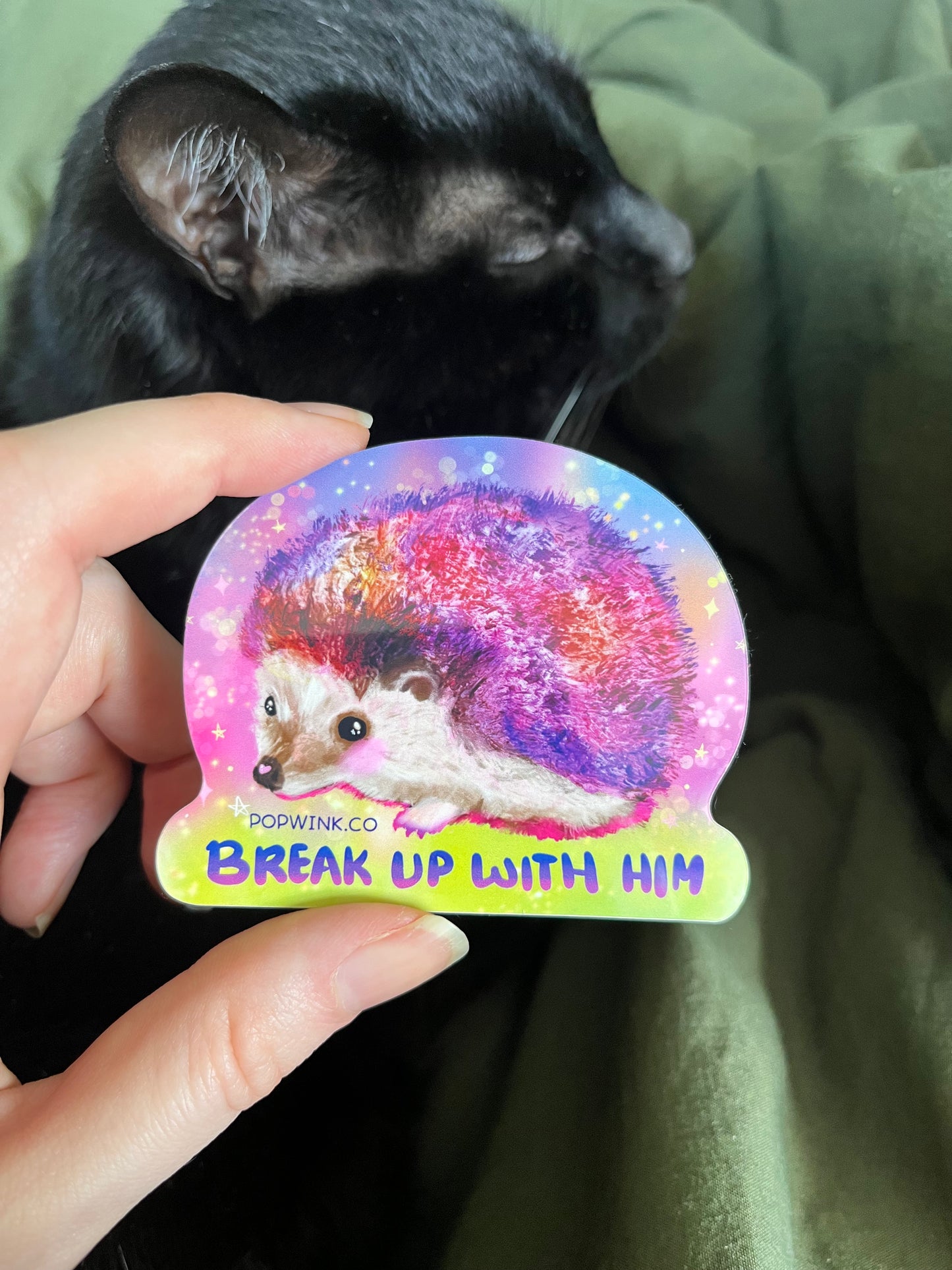 Break Up With Him Sticker, Hedgehog y2k aesthetic