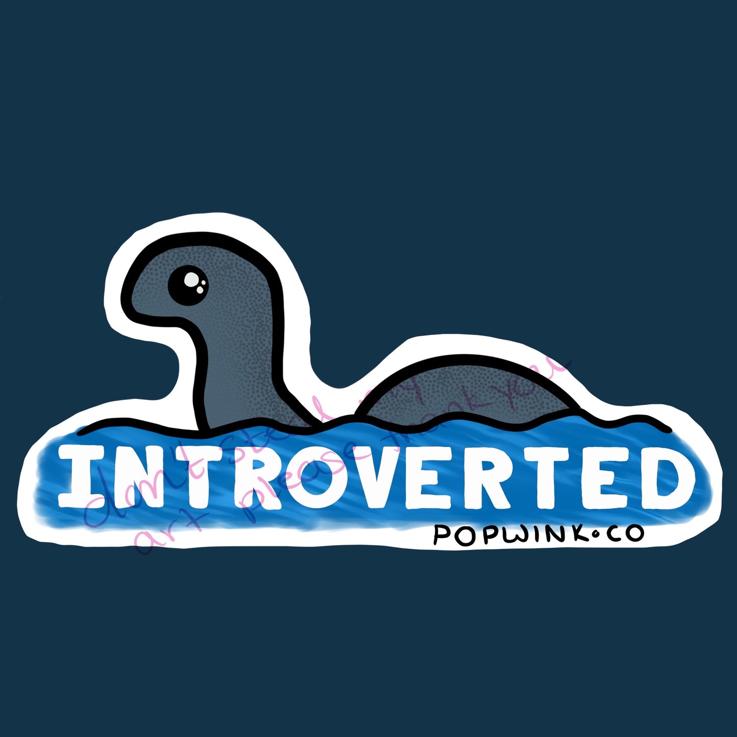 Introverted Loch Ness Monster Nessie Cryptid Cute Chibi Sticker