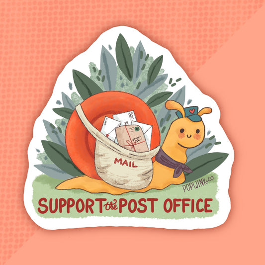 Support the Post Office Snail Mail Cute Illustrated Sticker