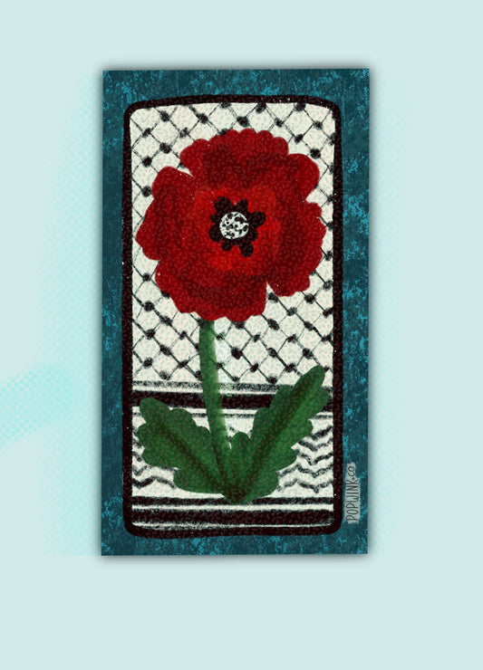 Palestinian Poppy Keffiyeh Sticker, Free Palestine, Free Gaza