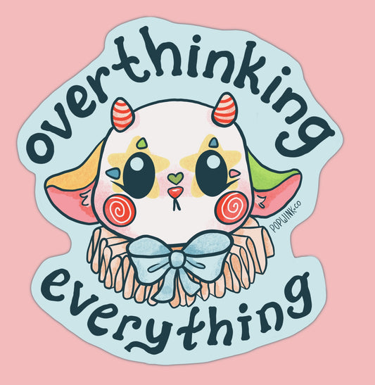 Overthinking Everything Sticker -- clown lamb goat sheep cute aesthetic
