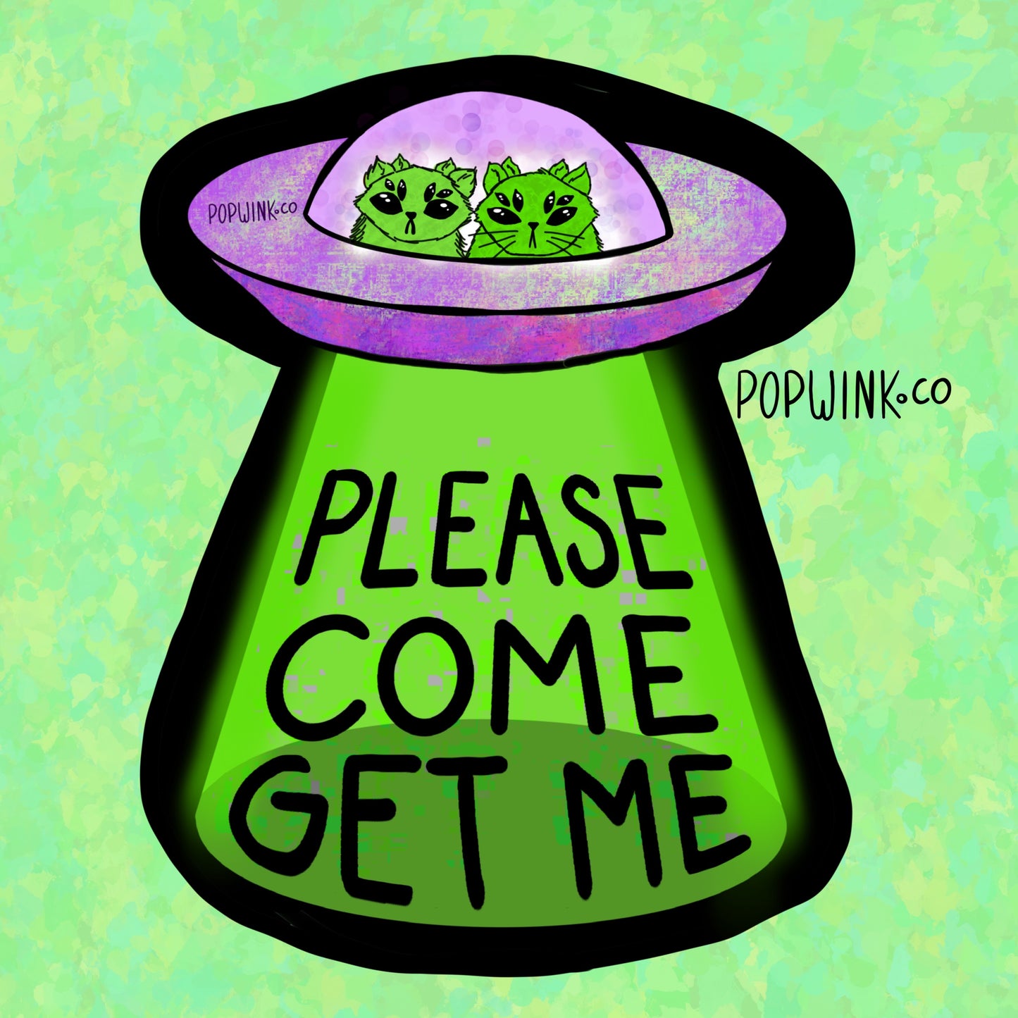 Please Come Get Me Sticker | Cute alien cat UFO Abducted Sci Fi Cute Kitty