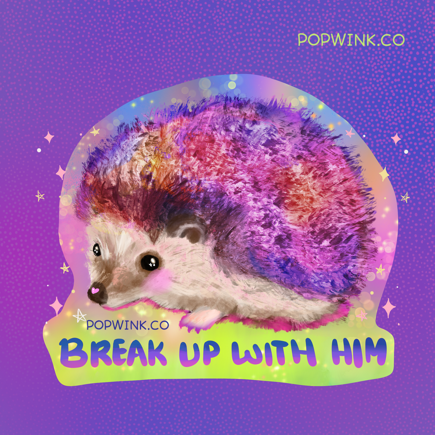 Break Up With Him Sticker, Hedgehog y2k aesthetic