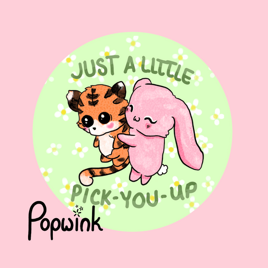 Just a Little Pick You Up Cute Bunny & Tiger Sticker