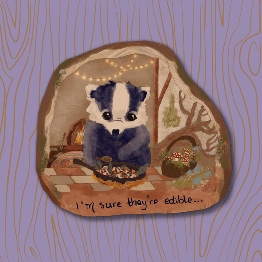Cottage Core Cozy Mushroom Badger