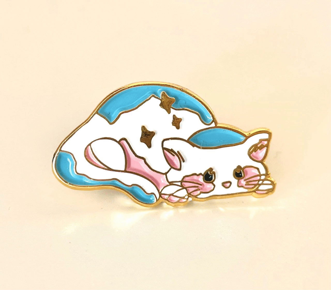 Cute Subtle Trans Cat Enamel Pin