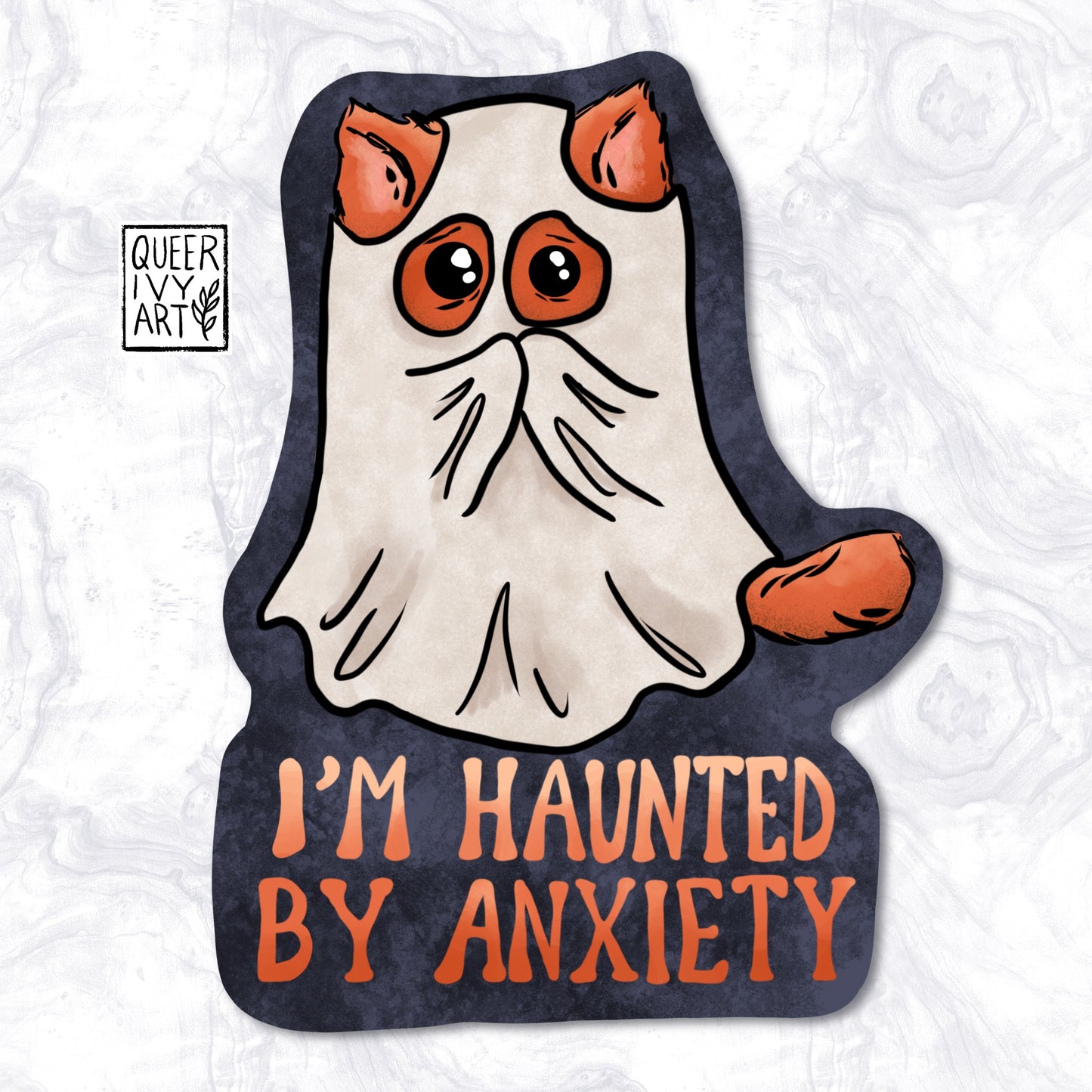 I'm Haunted by Anxiety Cute Cat Halloween Sticker