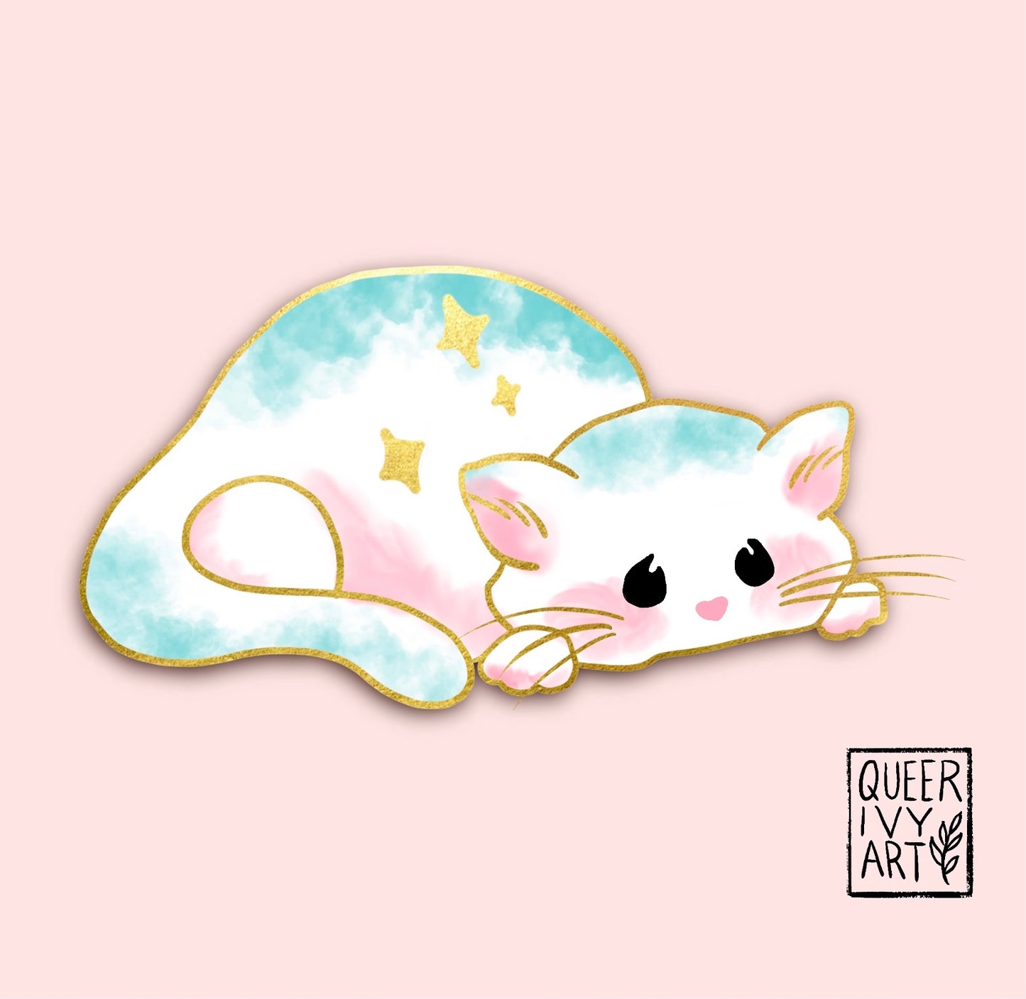 Magical Sparkle Subtle Trans Cat Kitten Sticker