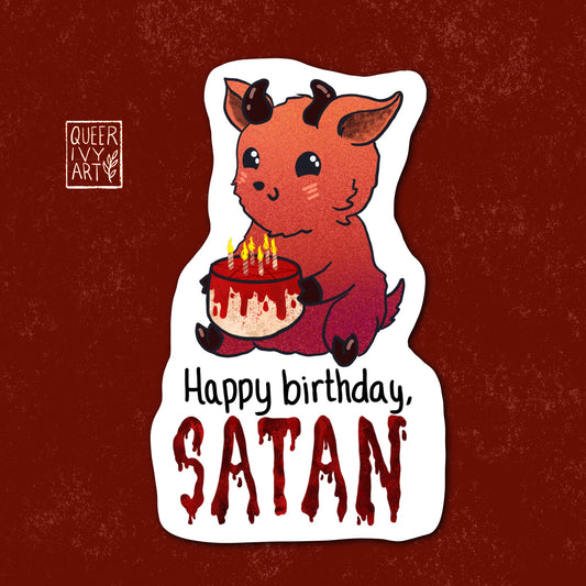 Happy birthday Satan Cute Halloween sticker
