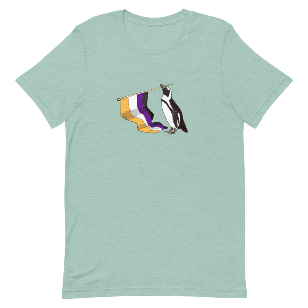 Nonbinary Pride Flag Penguin Short Sleeve T-Shirt