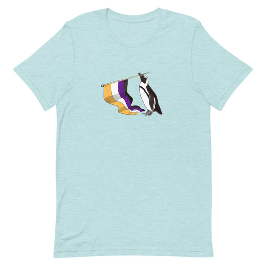 Nonbinary Pride Flag Penguin Short Sleeve T-Shirt